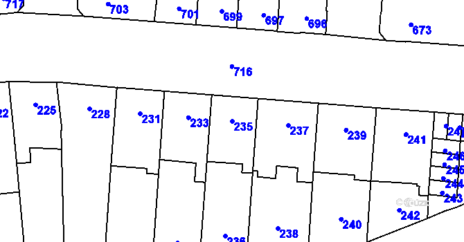 Parcela st. 235 v KÚ Židenice, Katastrální mapa
