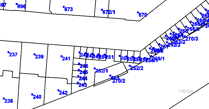 Parcela st. 251 v KÚ Židenice, Katastrální mapa