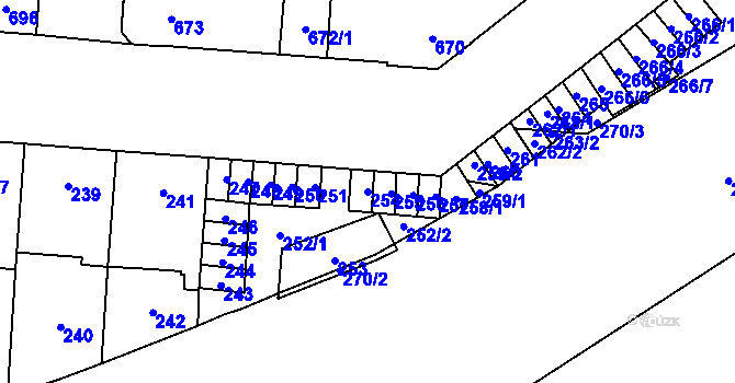 Parcela st. 254 v KÚ Židenice, Katastrální mapa