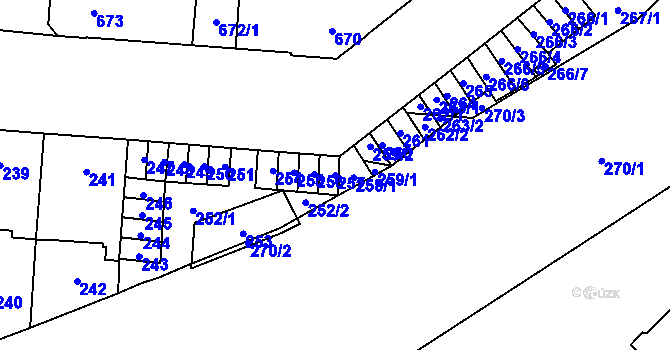 Parcela st. 257 v KÚ Židenice, Katastrální mapa