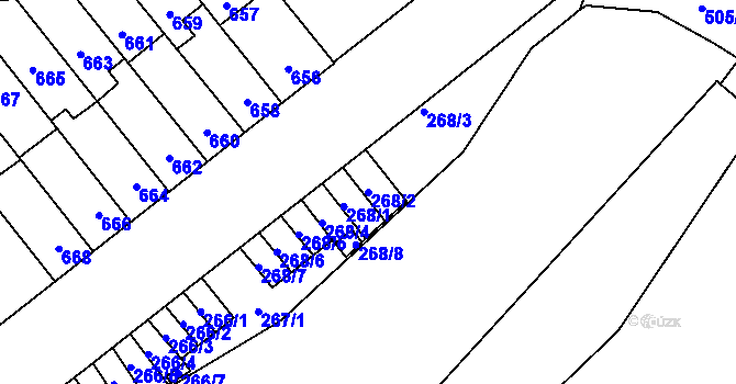 Parcela st. 268/2 v KÚ Židenice, Katastrální mapa