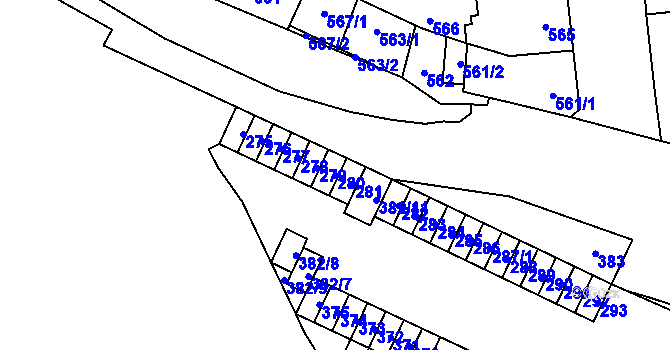 Parcela st. 280 v KÚ Židenice, Katastrální mapa