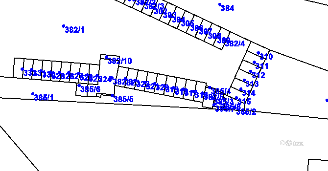 Parcela st. 319 v KÚ Židenice, Katastrální mapa