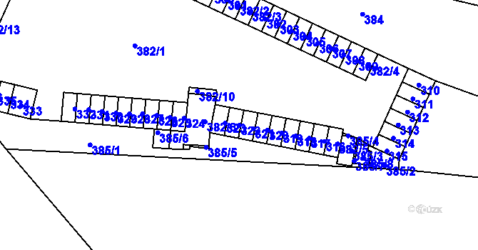 Parcela st. 322 v KÚ Židenice, Katastrální mapa