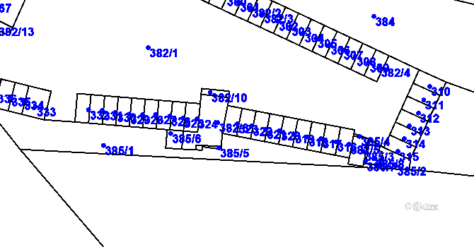 Parcela st. 323 v KÚ Židenice, Katastrální mapa