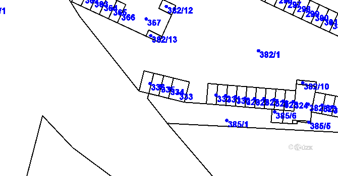 Parcela st. 334 v KÚ Židenice, Katastrální mapa