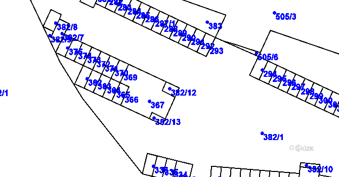 Parcela st. 382/12 v KÚ Židenice, Katastrální mapa