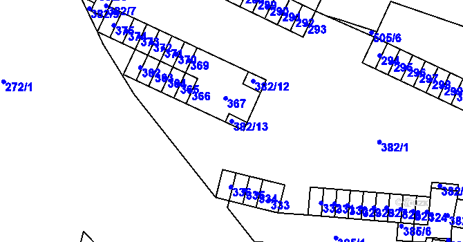 Parcela st. 382/13 v KÚ Židenice, Katastrální mapa