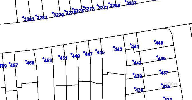 Parcela st. 445 v KÚ Židenice, Katastrální mapa