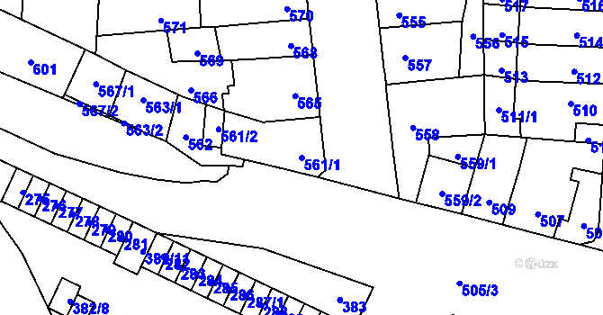 Parcela st. 561/1 v KÚ Židenice, Katastrální mapa