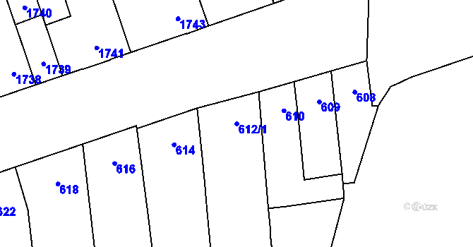 Parcela st. 612/1 v KÚ Židenice, Katastrální mapa