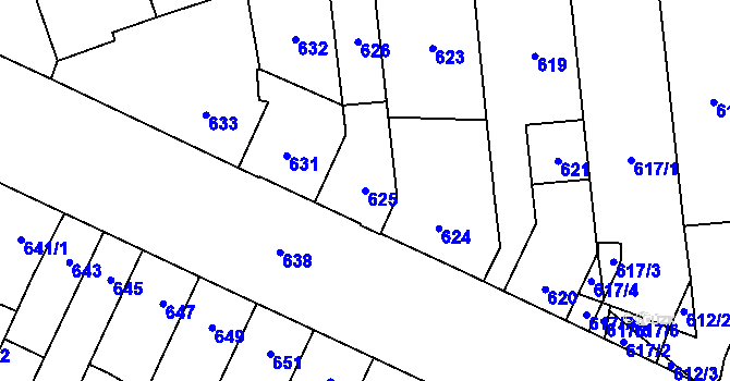 Parcela st. 625 v KÚ Židenice, Katastrální mapa