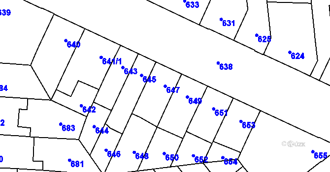 Parcela st. 647 v KÚ Židenice, Katastrální mapa