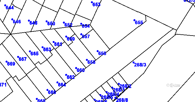 Parcela st. 656 v KÚ Židenice, Katastrální mapa