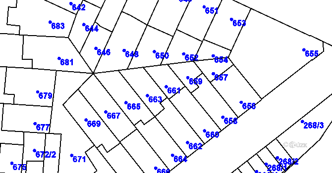 Parcela st. 661 v KÚ Židenice, Katastrální mapa