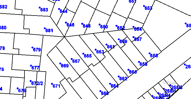 Parcela st. 663 v KÚ Židenice, Katastrální mapa