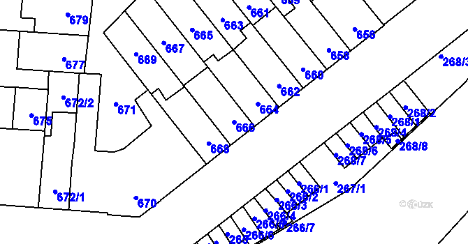 Parcela st. 666 v KÚ Židenice, Katastrální mapa