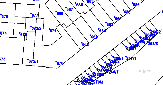 Parcela st. 668 v KÚ Židenice, Katastrální mapa
