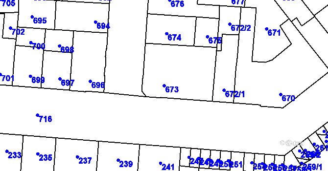 Parcela st. 673 v KÚ Židenice, Katastrální mapa