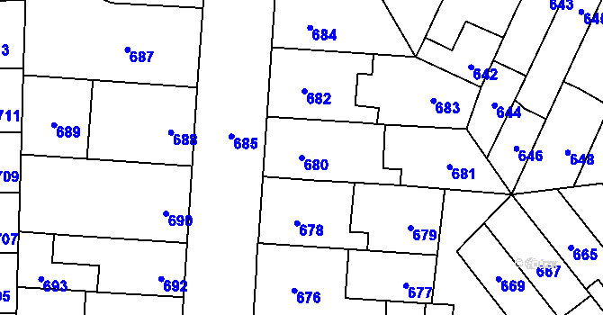 Parcela st. 680 v KÚ Židenice, Katastrální mapa