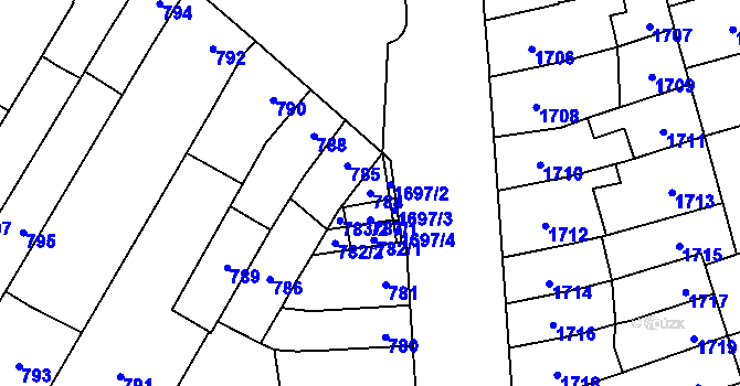 Parcela st. 784 v KÚ Židenice, Katastrální mapa