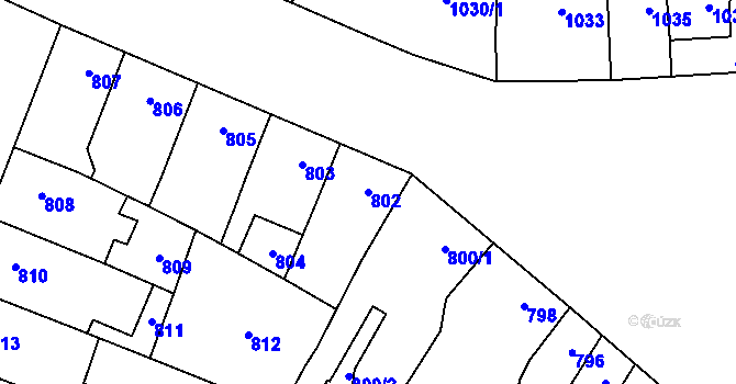 Parcela st. 802 v KÚ Židenice, Katastrální mapa