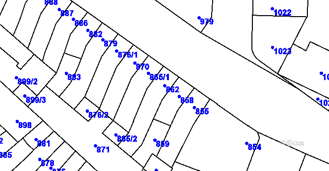 Parcela st. 862 v KÚ Židenice, Katastrální mapa