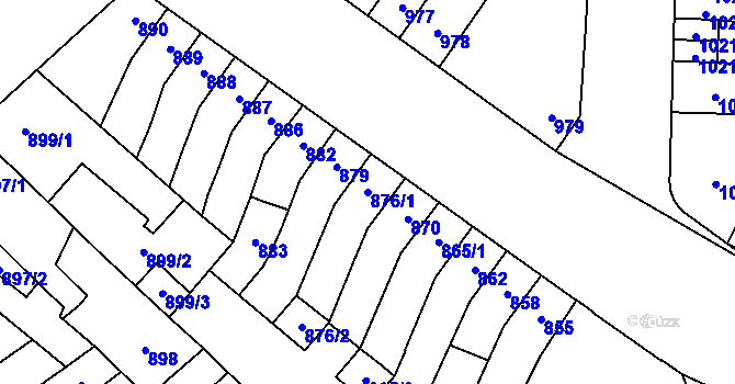 Parcela st. 876/1 v KÚ Židenice, Katastrální mapa
