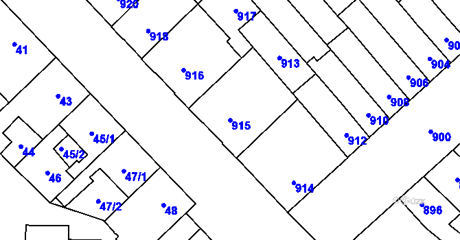 Parcela st. 915 v KÚ Židenice, Katastrální mapa