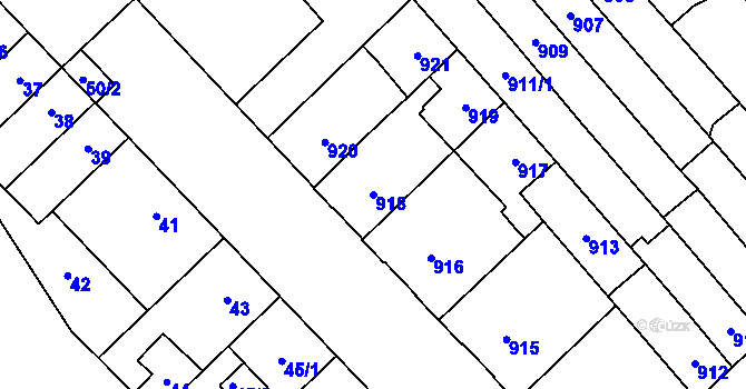 Parcela st. 918 v KÚ Židenice, Katastrální mapa