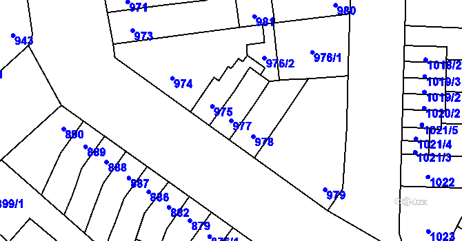 Parcela st. 977 v KÚ Židenice, Katastrální mapa