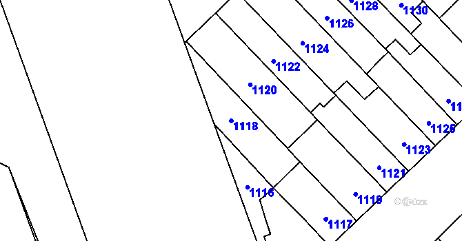 Parcela st. 1118 v KÚ Židenice, Katastrální mapa