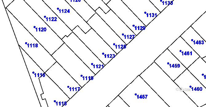 Parcela st. 1123 v KÚ Židenice, Katastrální mapa