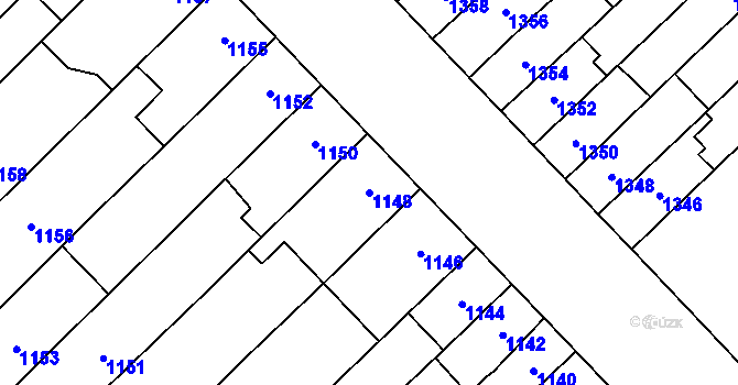 Parcela st. 1148 v KÚ Židenice, Katastrální mapa