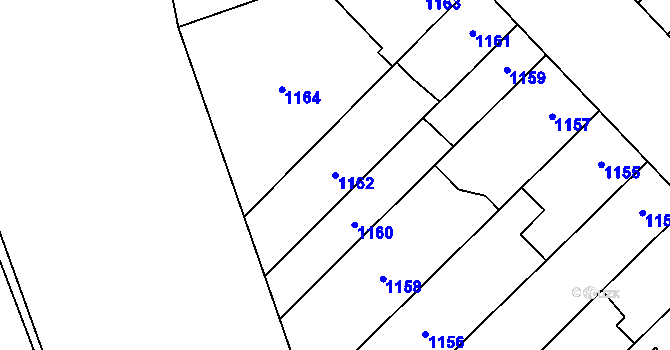 Parcela st. 1162 v KÚ Židenice, Katastrální mapa