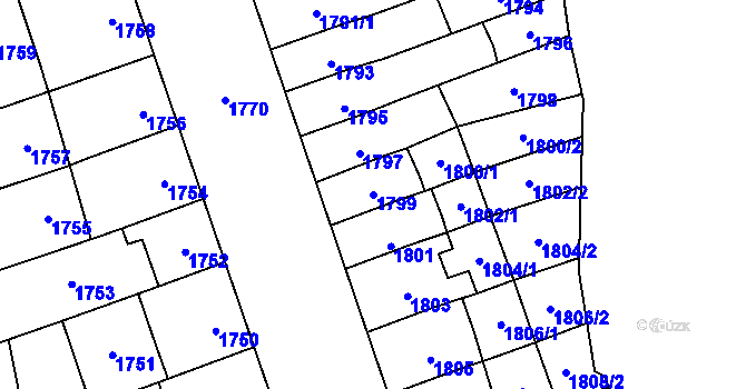 Parcela st. 1799 v KÚ Židenice, Katastrální mapa