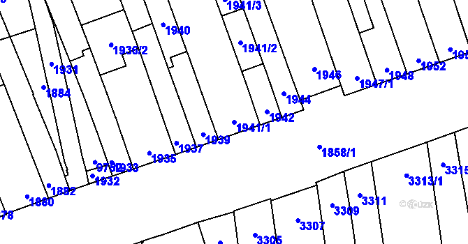 Parcela st. 1941/1 v KÚ Židenice, Katastrální mapa
