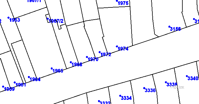 Parcela st. 1972 v KÚ Židenice, Katastrální mapa