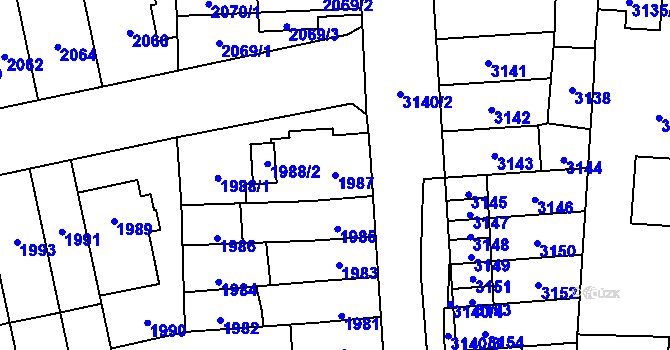 Parcela st. 1987 v KÚ Židenice, Katastrální mapa