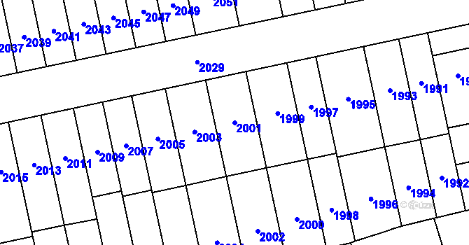 Parcela st. 2001 v KÚ Židenice, Katastrální mapa