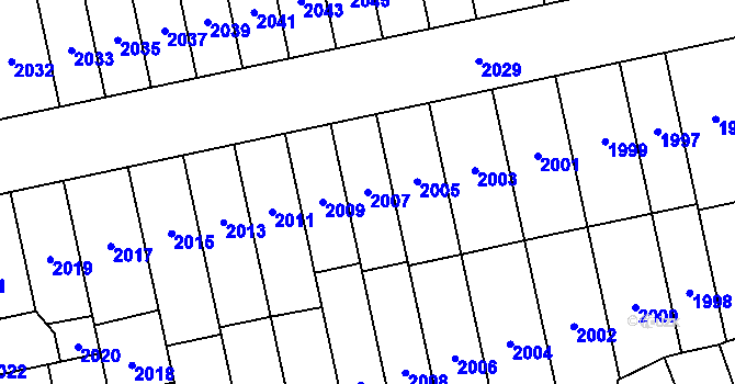Parcela st. 2007 v KÚ Židenice, Katastrální mapa