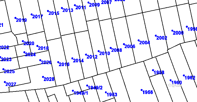 Parcela st. 2010 v KÚ Židenice, Katastrální mapa