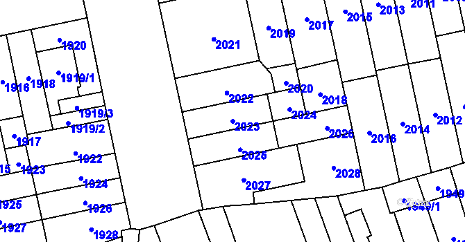Parcela st. 2023 v KÚ Židenice, Katastrální mapa