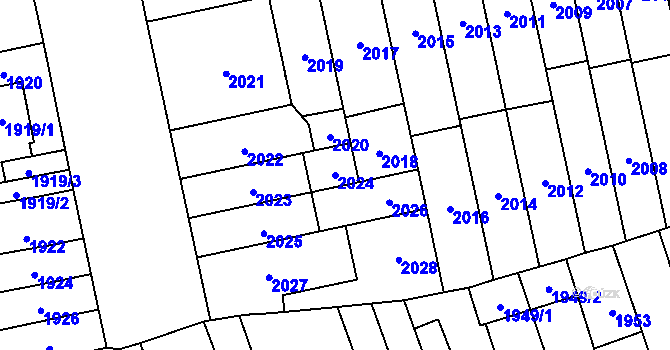 Parcela st. 2024 v KÚ Židenice, Katastrální mapa