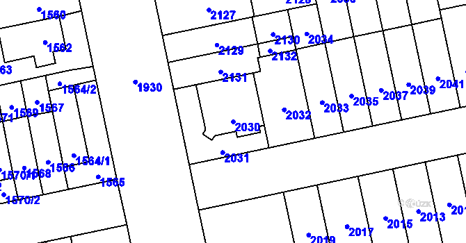 Parcela st. 2030 v KÚ Židenice, Katastrální mapa