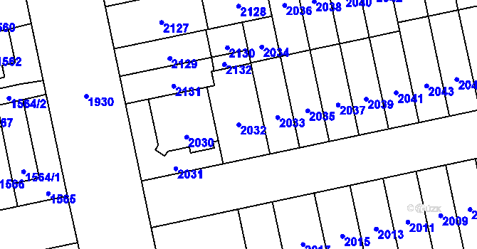 Parcela st. 2032 v KÚ Židenice, Katastrální mapa