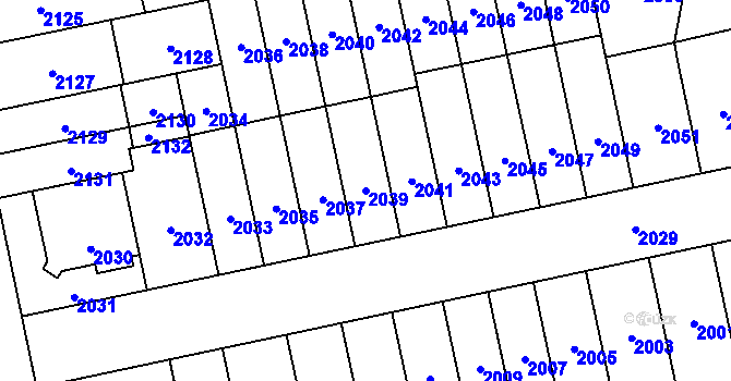 Parcela st. 2039 v KÚ Židenice, Katastrální mapa