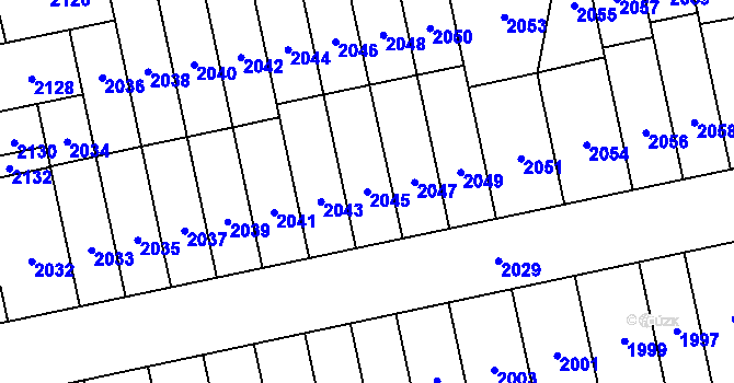 Parcela st. 2045 v KÚ Židenice, Katastrální mapa