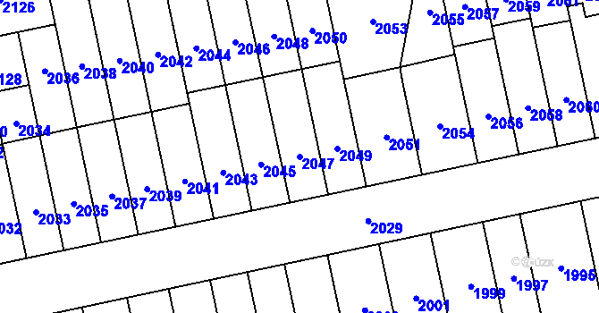 Parcela st. 2047 v KÚ Židenice, Katastrální mapa