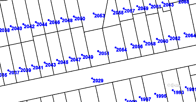 Parcela st. 2051 v KÚ Židenice, Katastrální mapa